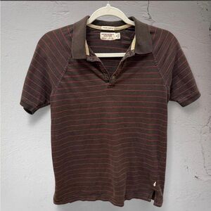 Vintage American Eagle Outfitters Brown Polo with Thin Pink Stripes
